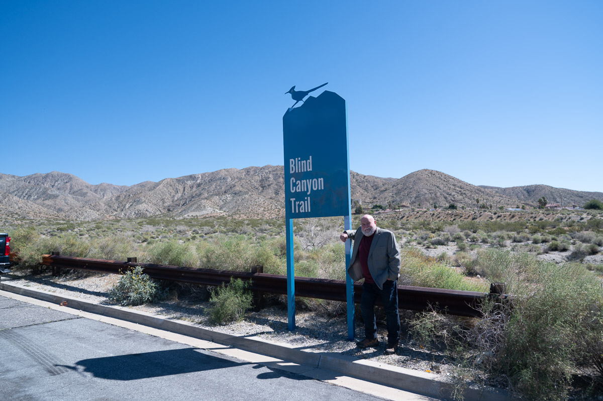 Councilman Gary Gardner in front of the Blind Canyon Trail.